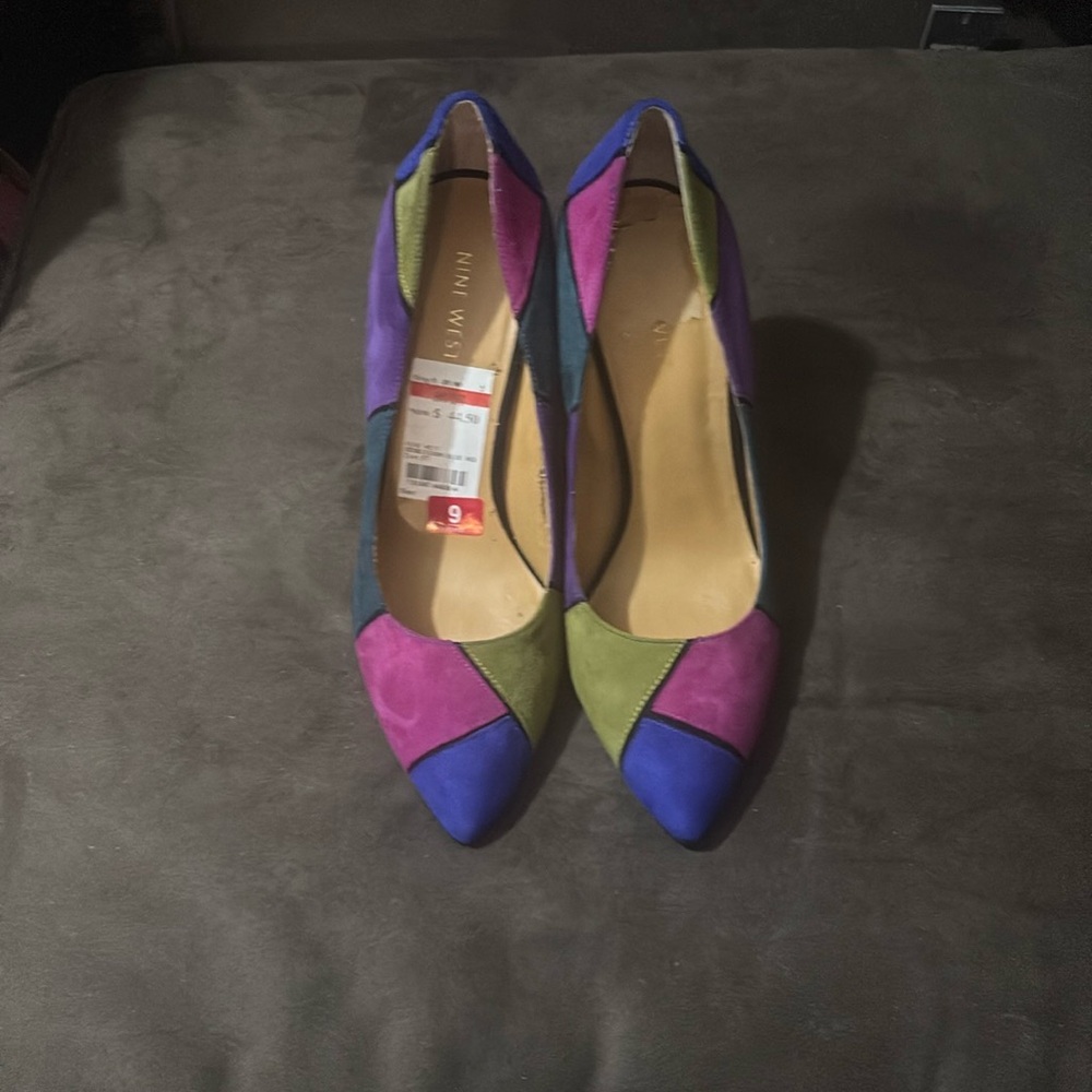 Nine West Purple and Green Heels Colorful Fashion